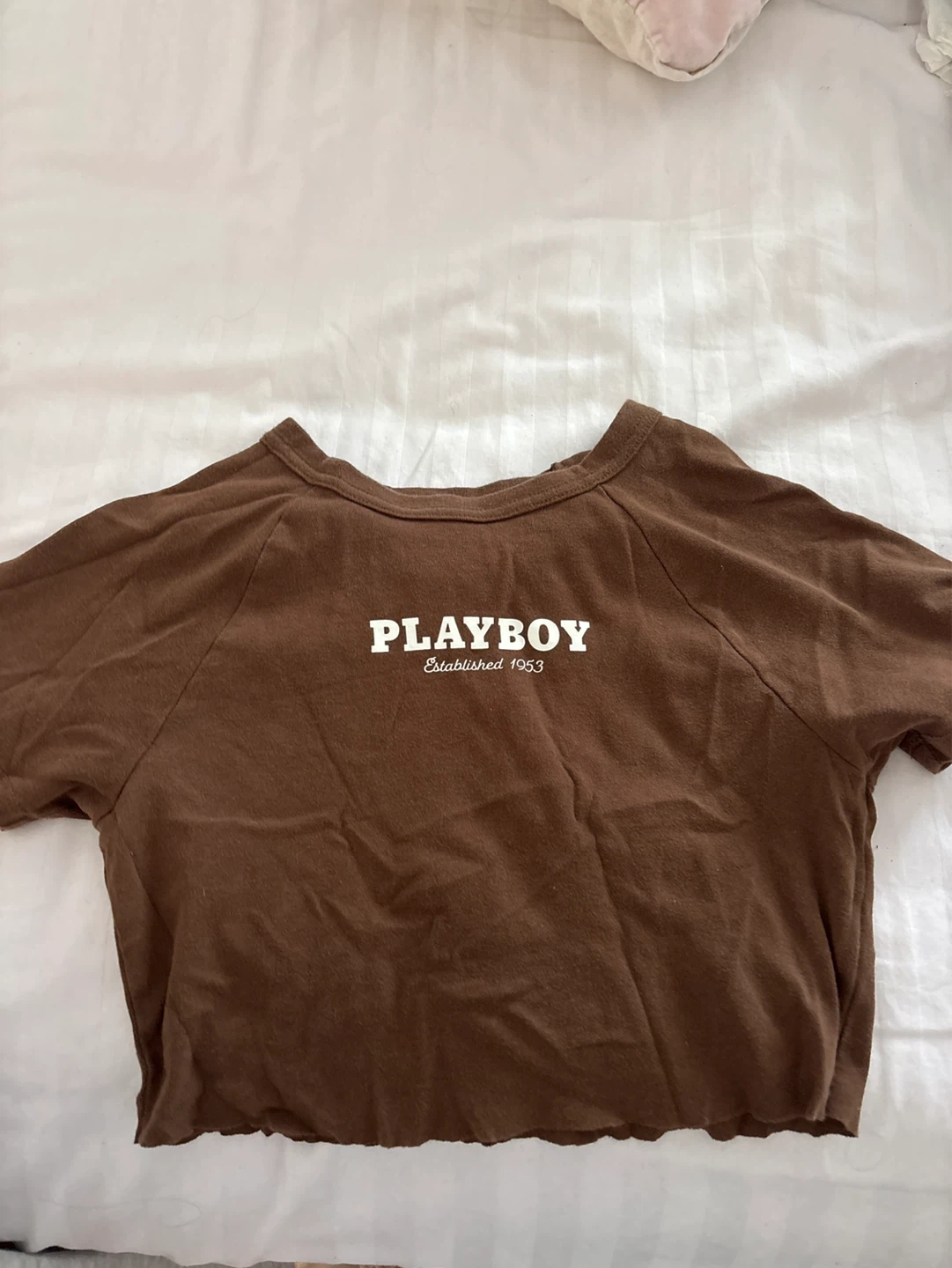 Brown Playboy cropped T-Shirt