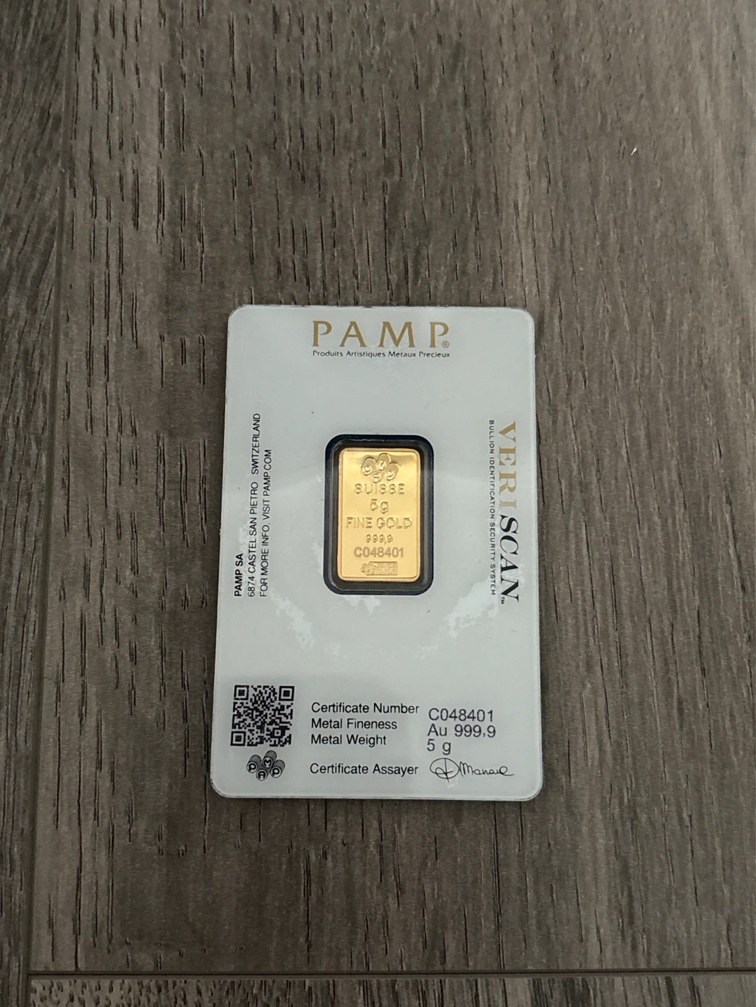 PAMP Suisse 5g Fine Gold Bar - photo 2