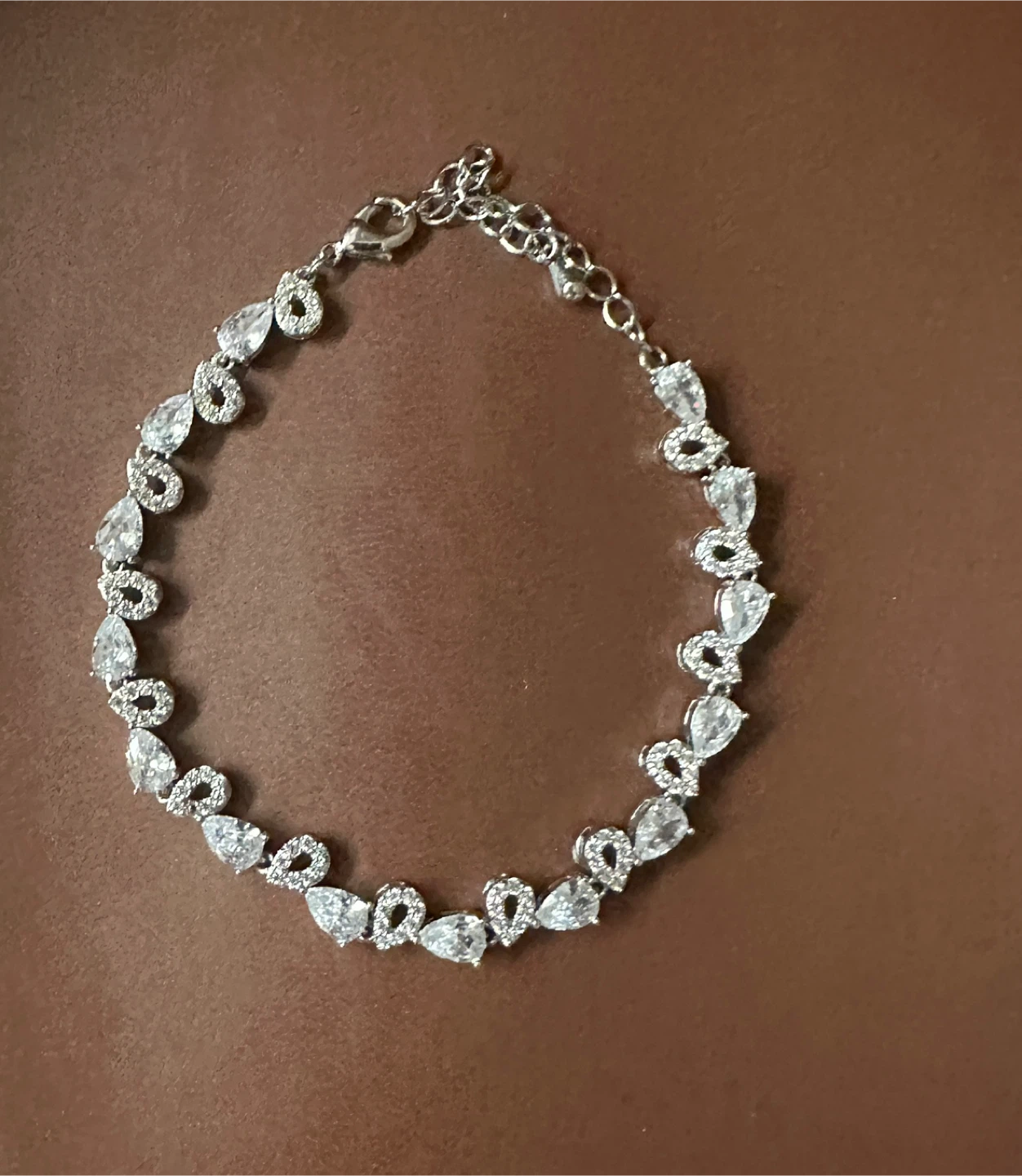 Silver-tone teardrop rhinestone bracelet