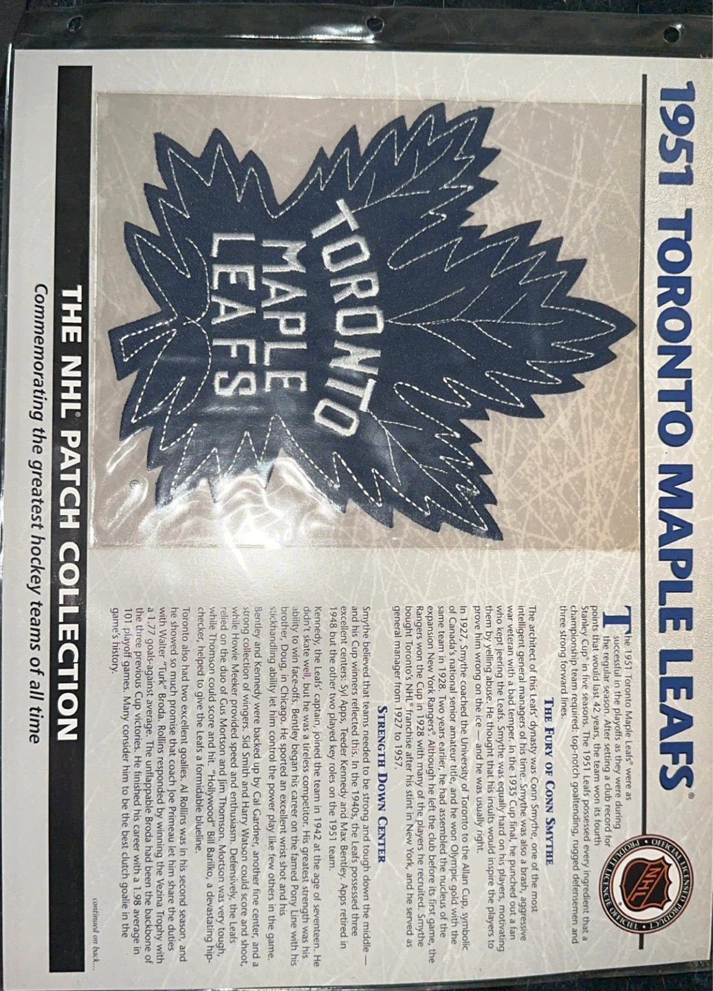 1951 Toronto Maple Leafs NHL Patch Collection