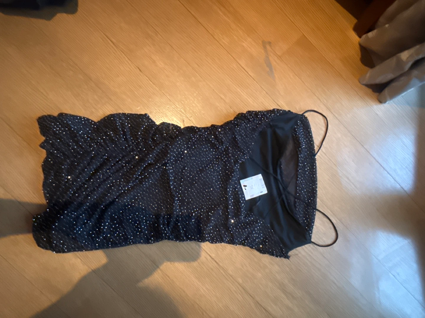 Sparkly Black Ruched Mini Dress