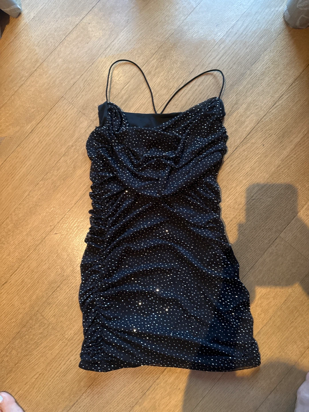 Sparkly Black Ruched Mini Dress - photo 2