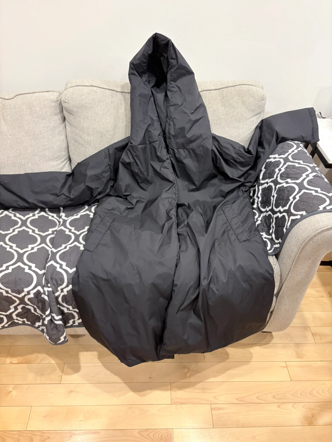ZARA Black Puffer Coat with Hood - XL
