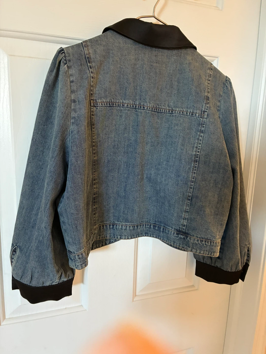 Denim Jacket with Black Collar and Cuffs - photo 2