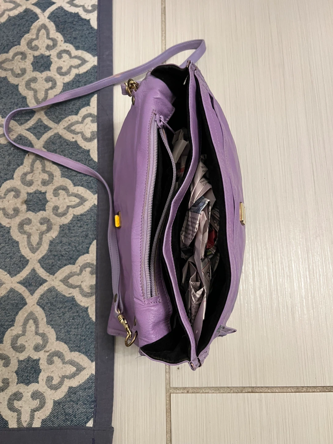 Purple Leather Clutch/Shoulder Bag