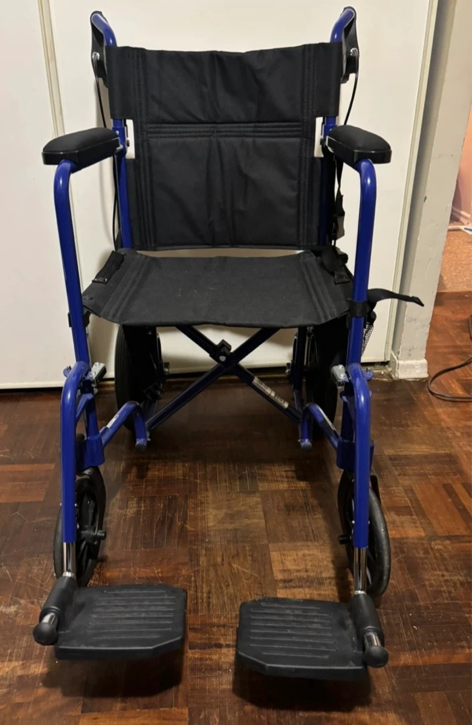 Blue Lightweight Transport Wheelchair