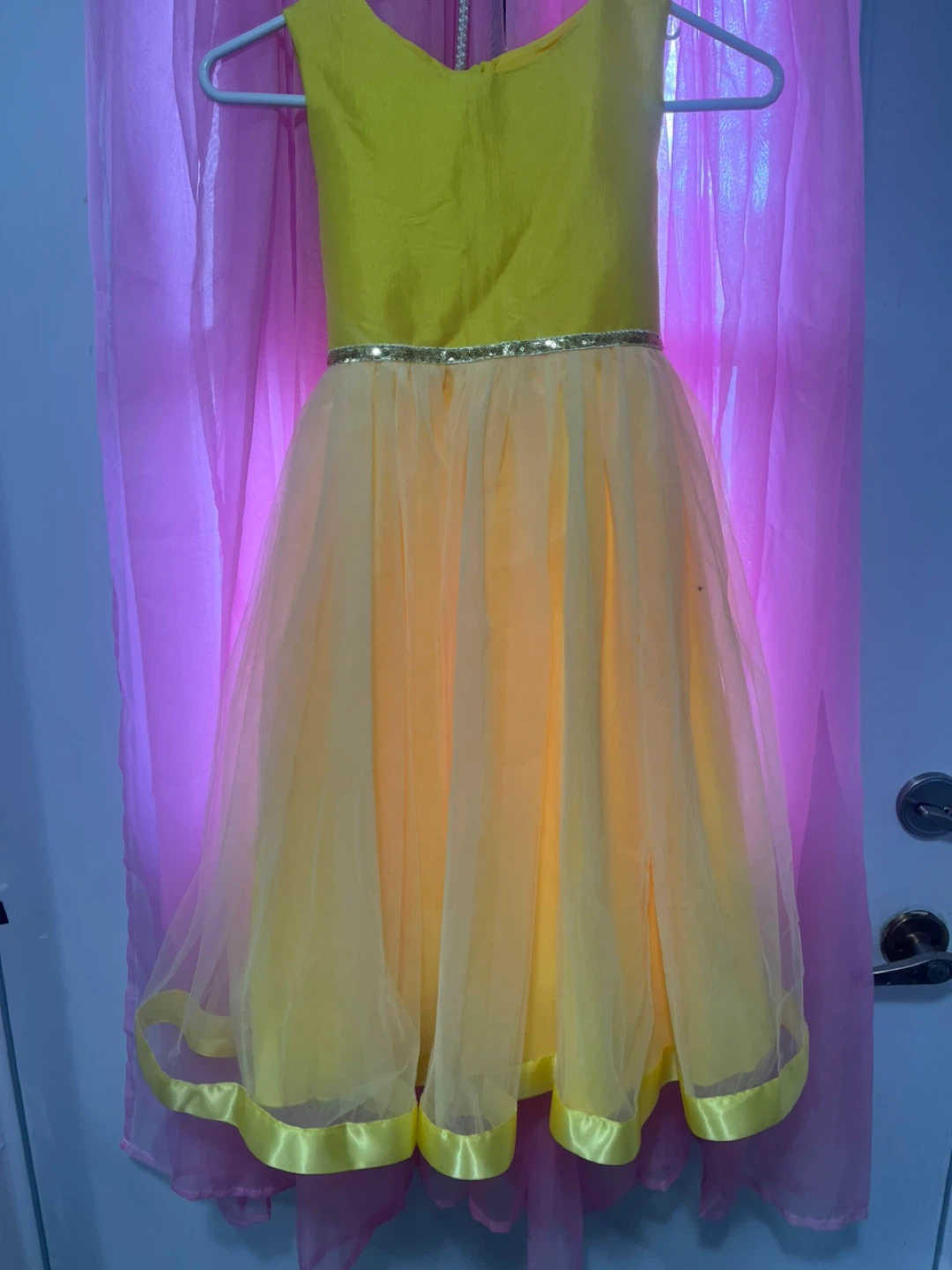 Girls Yellow Tulle Dress with Ribbon Trim - photo 4