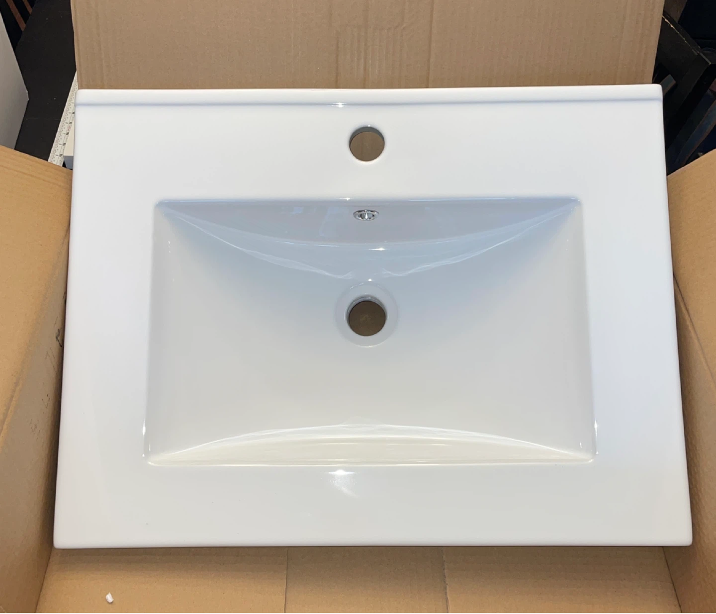 24x18 Inch White Ceramic Drop-In Bathroom Sink - 1 Faucet Hole