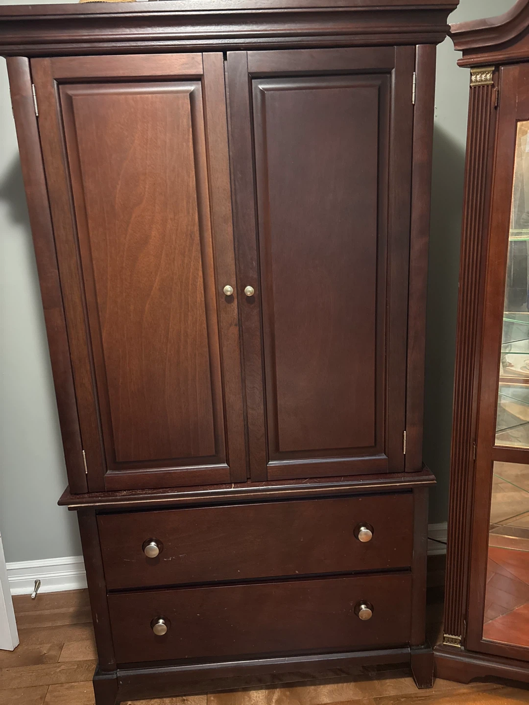 Dark Wood Armoire with Drawers