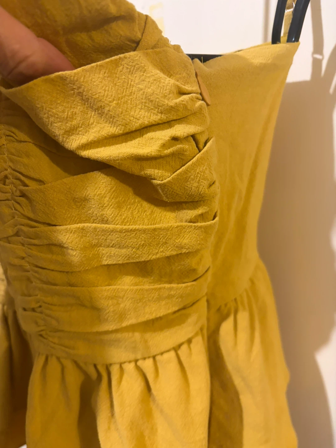 Yellow mustard Ruched Peplum Top - photo 4