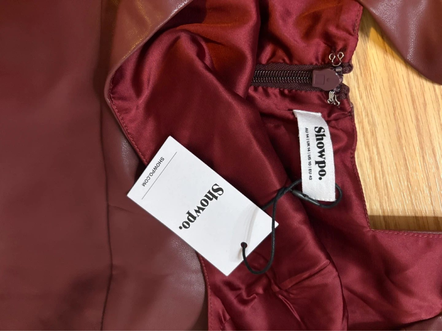 Showpo Faux Leather Mini Dress Burgundy - photo 2