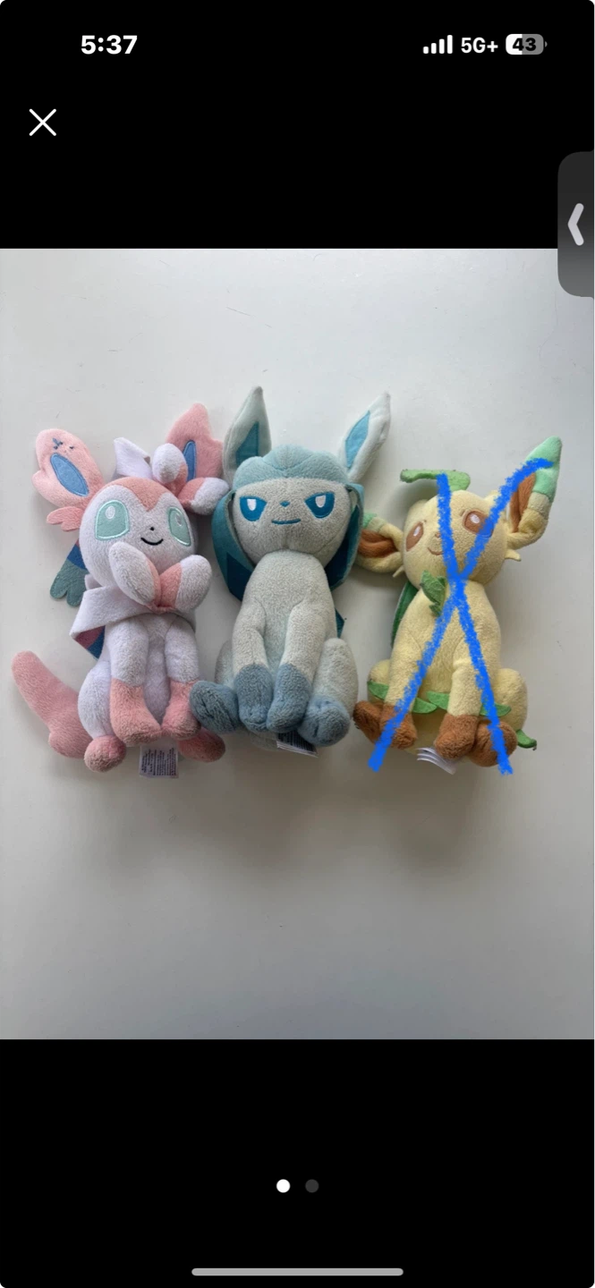 Set of 3 Pokémon Eevee Evolutions Plush Toys