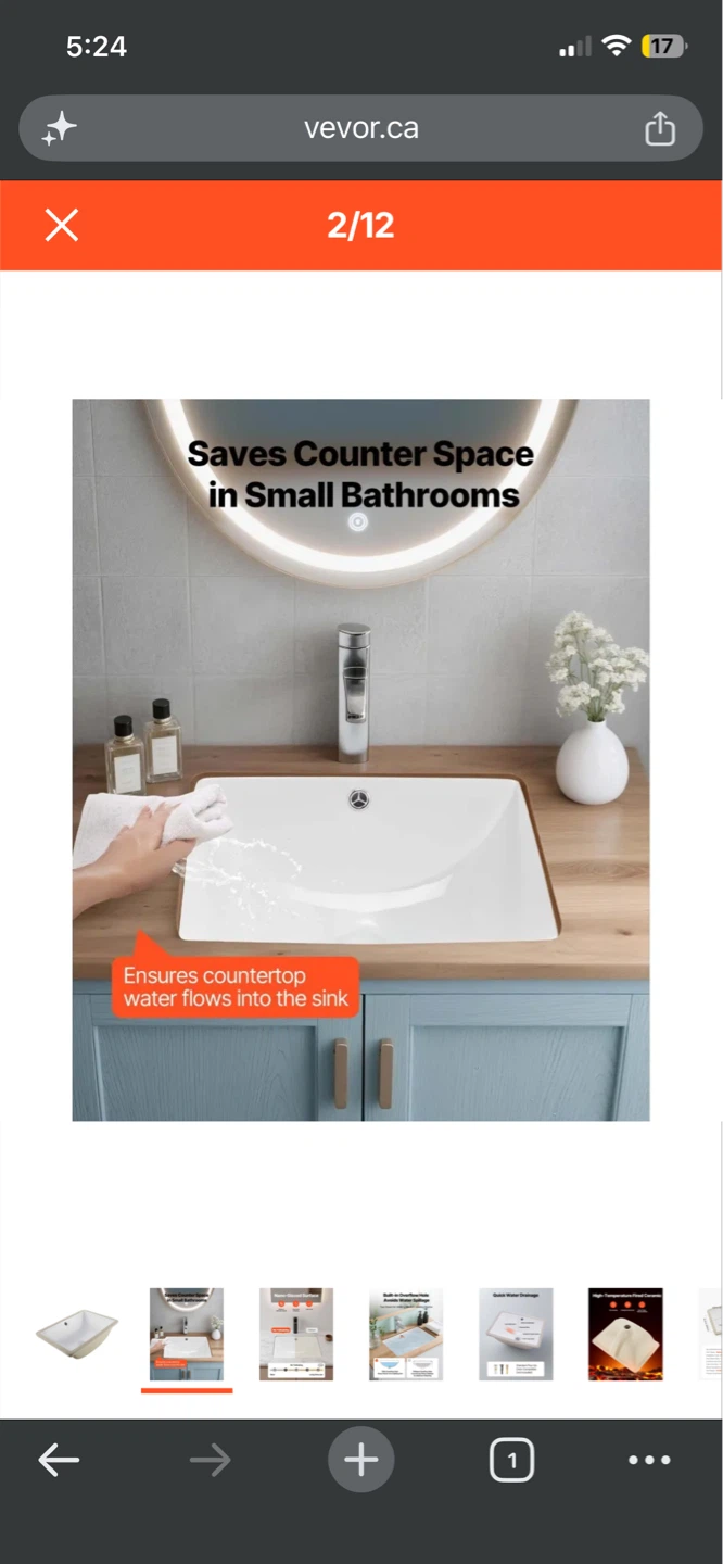 VEVOR Rectangular Undermount Bathroom Sink - photo 4