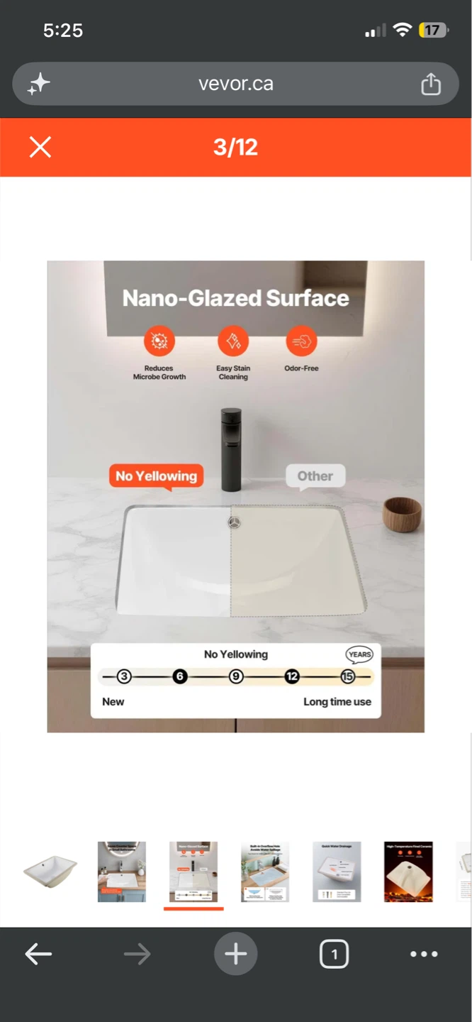 VEVOR Rectangular Undermount Bathroom Sink - photo 5
