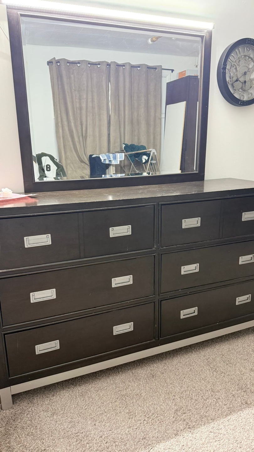 Dark Brown Dresser with Mirror - photo 2