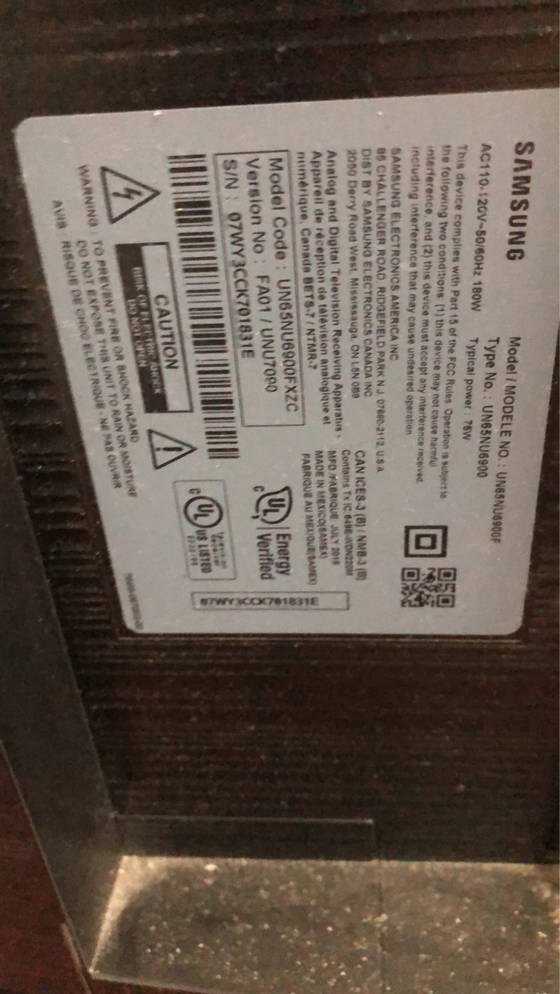 Samsung 65- Broken Screen TV