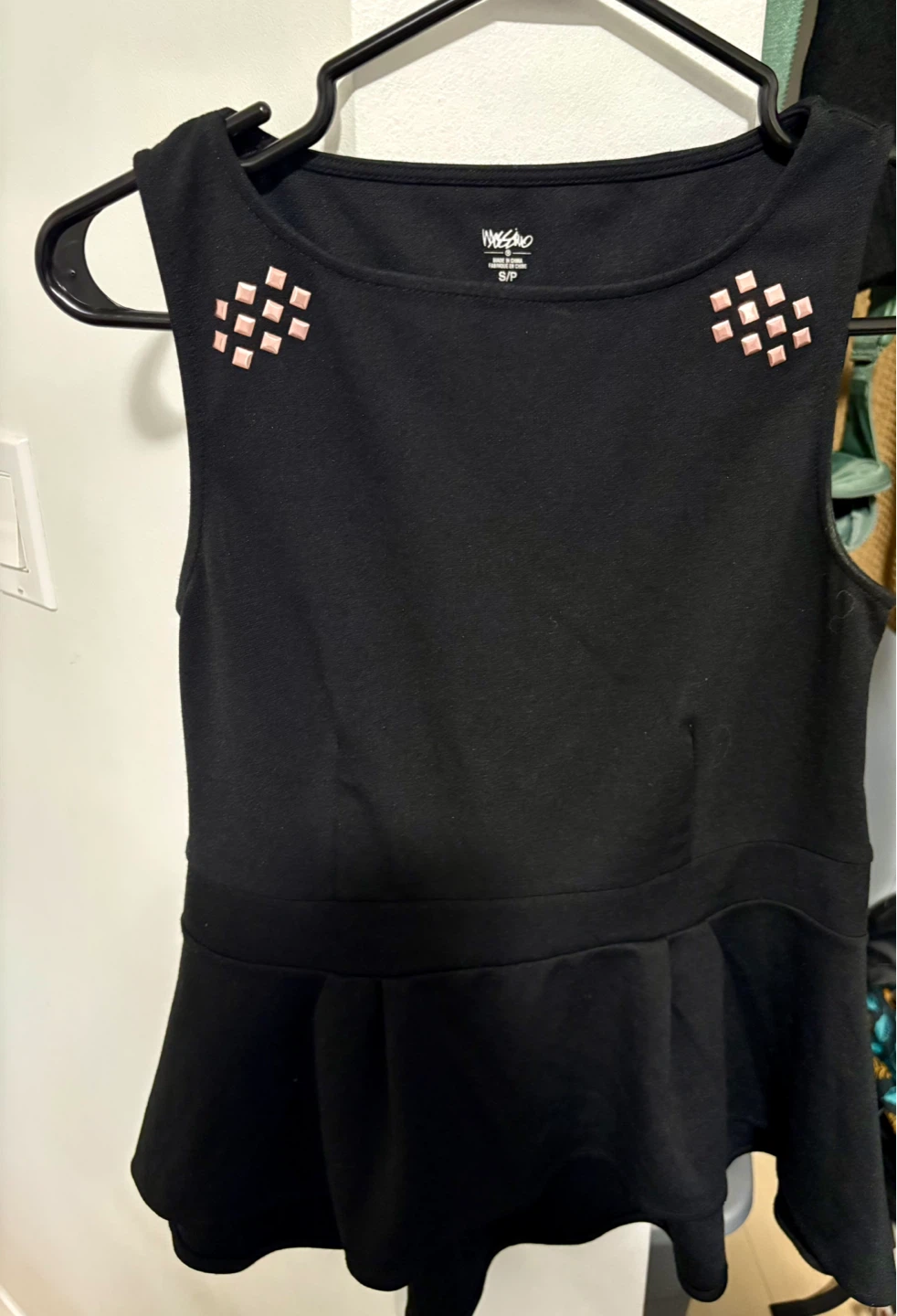 Mossimo Black Peplum Top with Studs