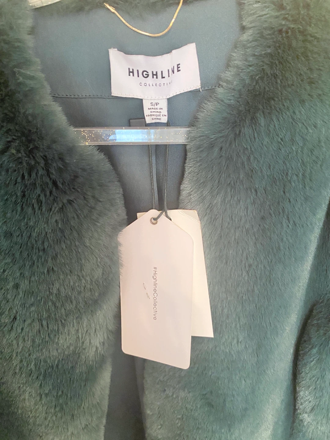 Highline Collective Faux Fur Jacket - dark Green - S/P - photo 4