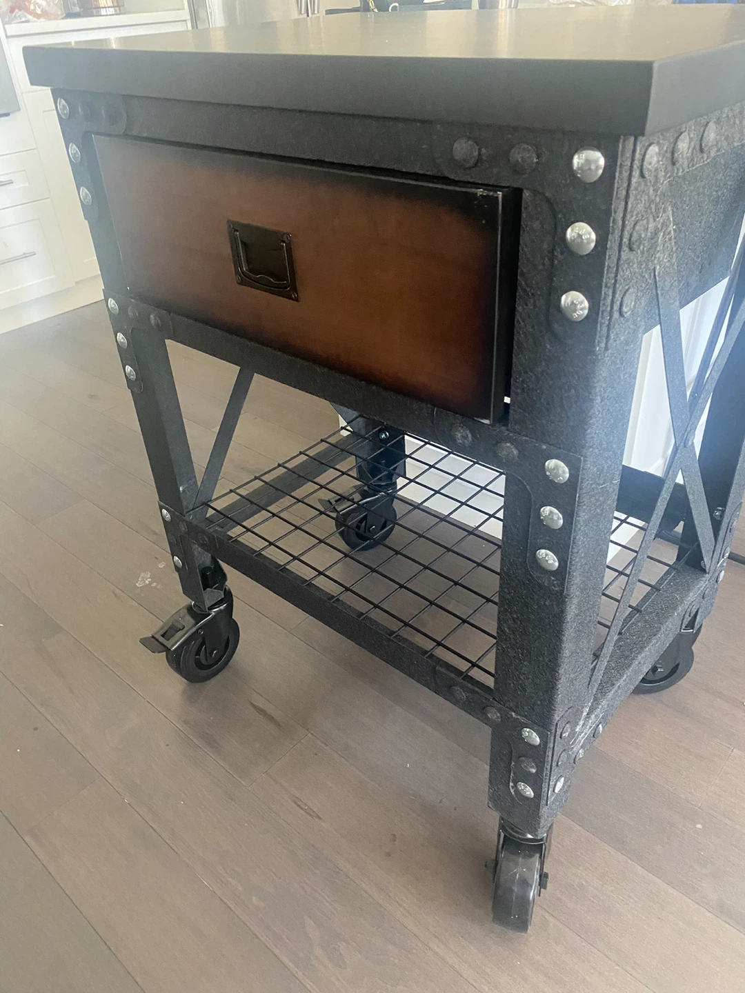 Industrial Style Rolling Kitchen Cart with Drawer - photo 5