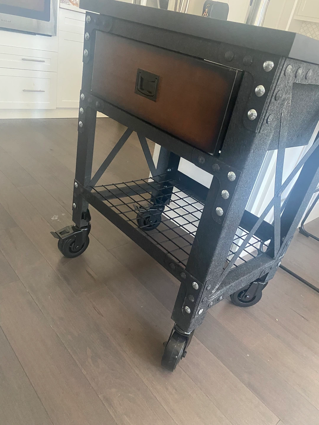 Industrial Style Rolling Kitchen Cart with Drawer - photo 2