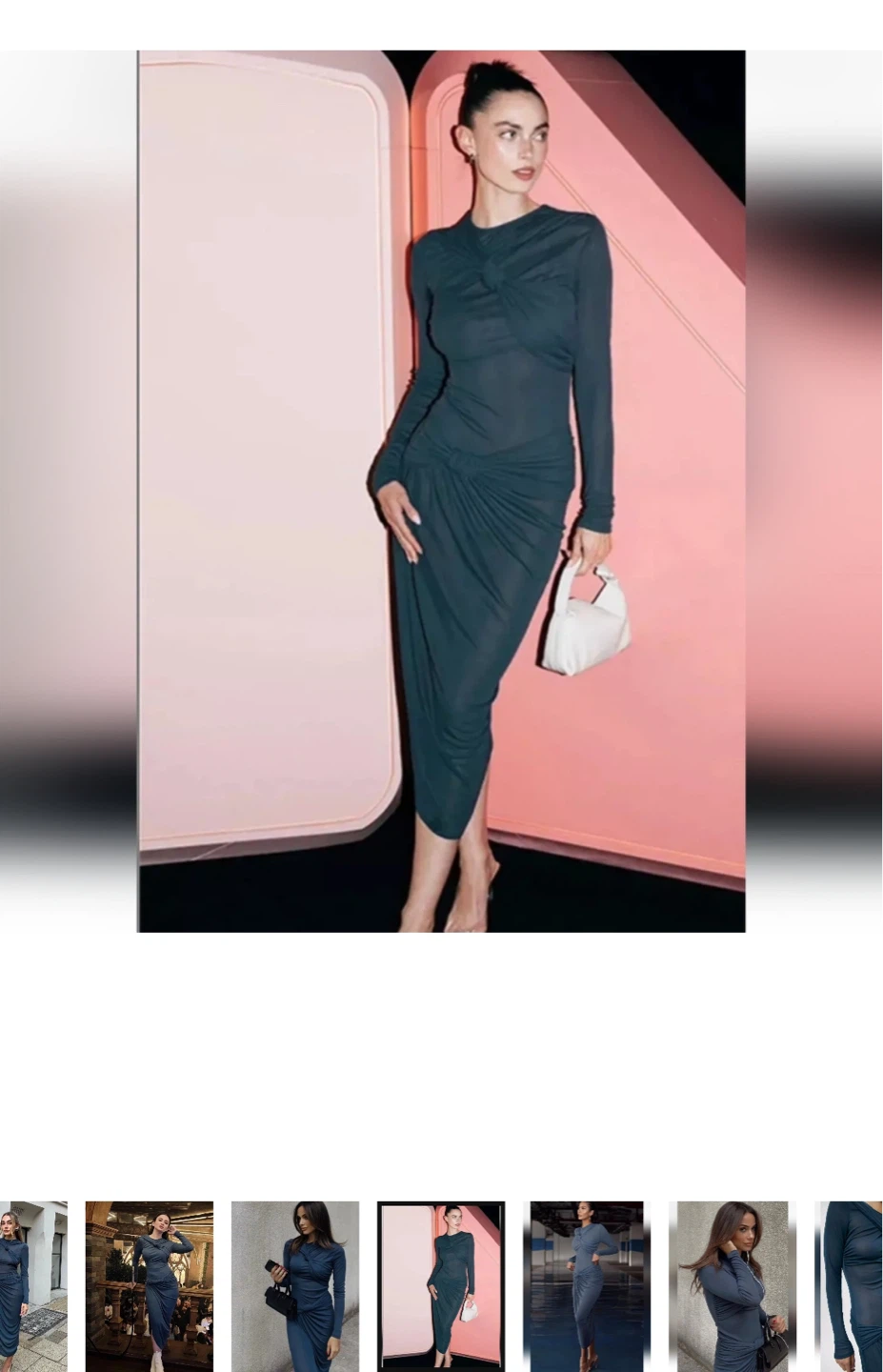 ZARA Draped Midi Dress - Size S - Dark Grey