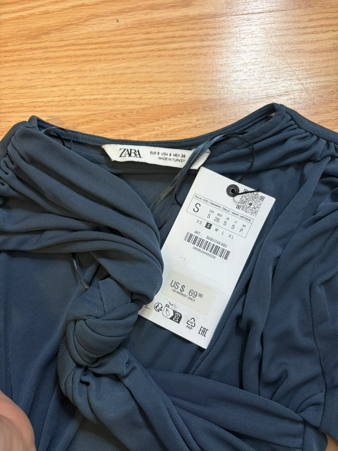 ZARA Draped Midi Dress - Size S - Dark Grey - photo 3