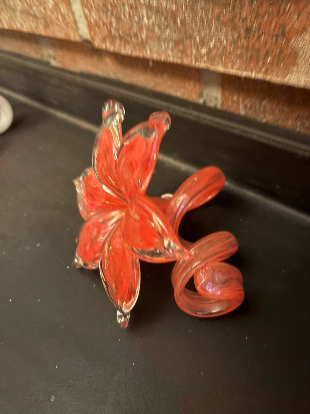 Red Glass Flower Figurine - photo 2