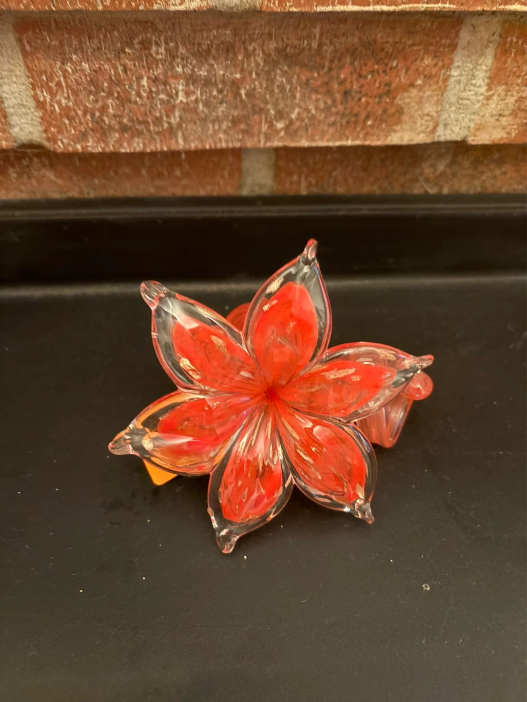 Red Glass Flower Figurine