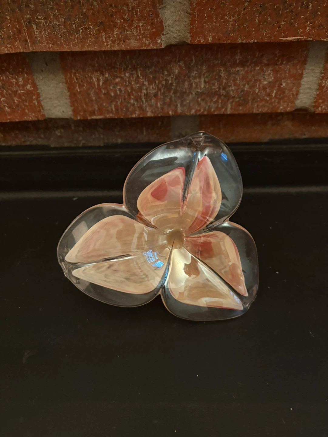 Glass Flower Figurine with Swirl Base