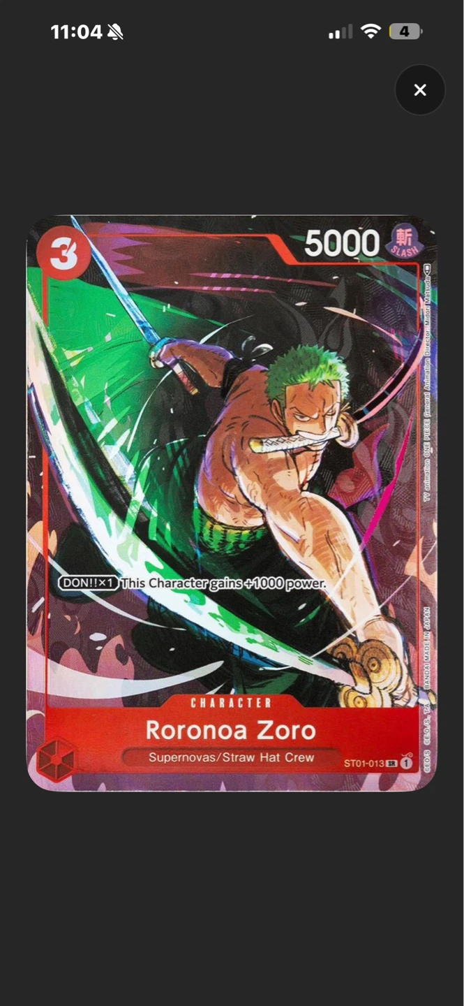 One Piece Roronoa Zoro Trading Card ST01-013