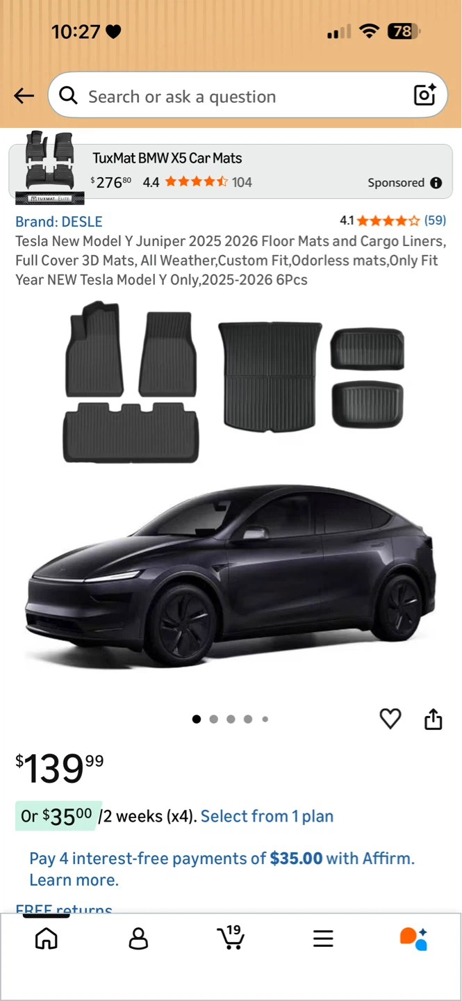 Tesla New Model Y Juniper 2025 2026 Floor Mats