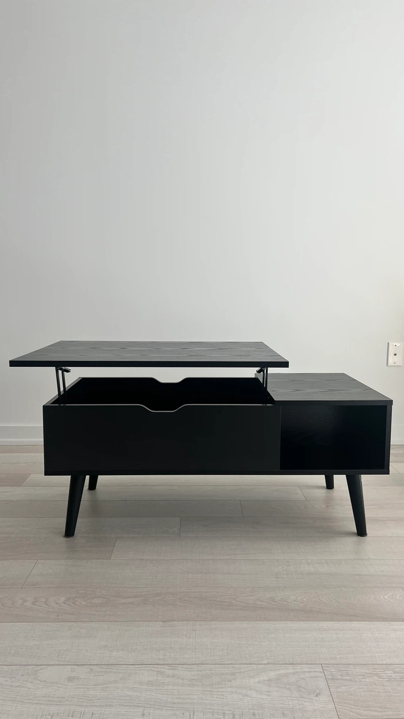 Black Lift Top Coffee Table with Storage - photo 2