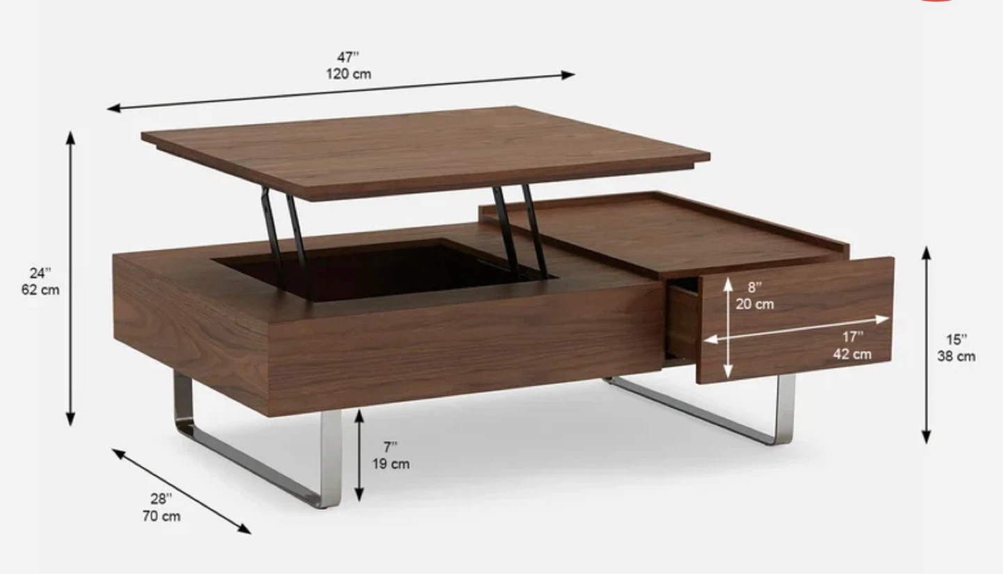 Structube Lift Top Coffee Table with Storage - Walnut Finish - photo 2