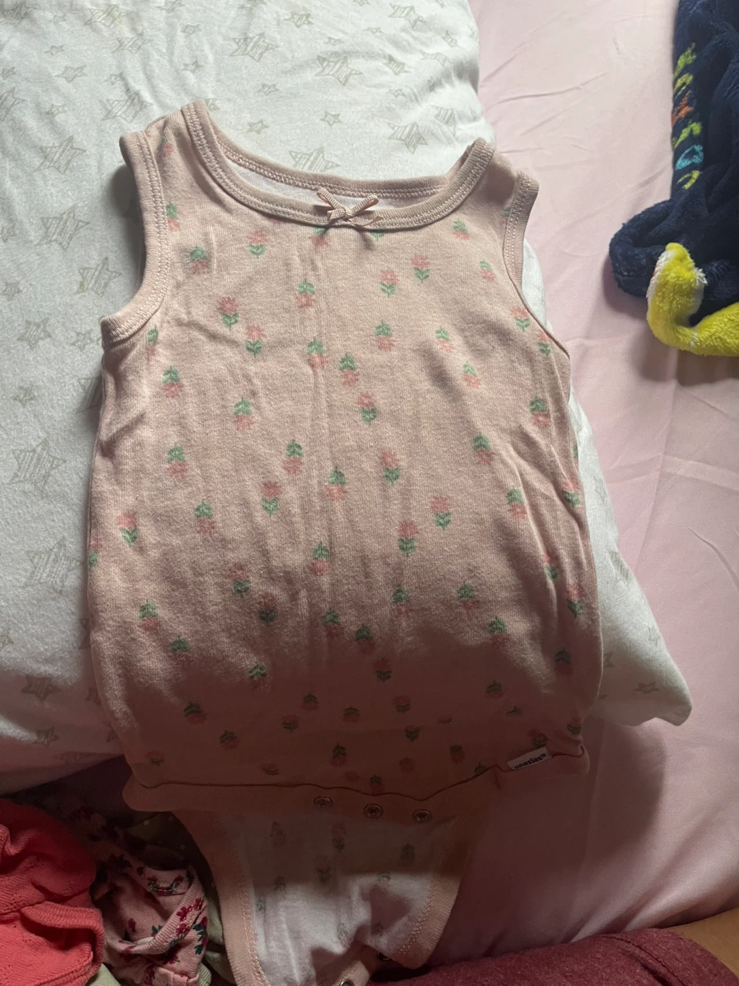 Gerber Baby Girl's Pink Floral Sleeveless Onesie
