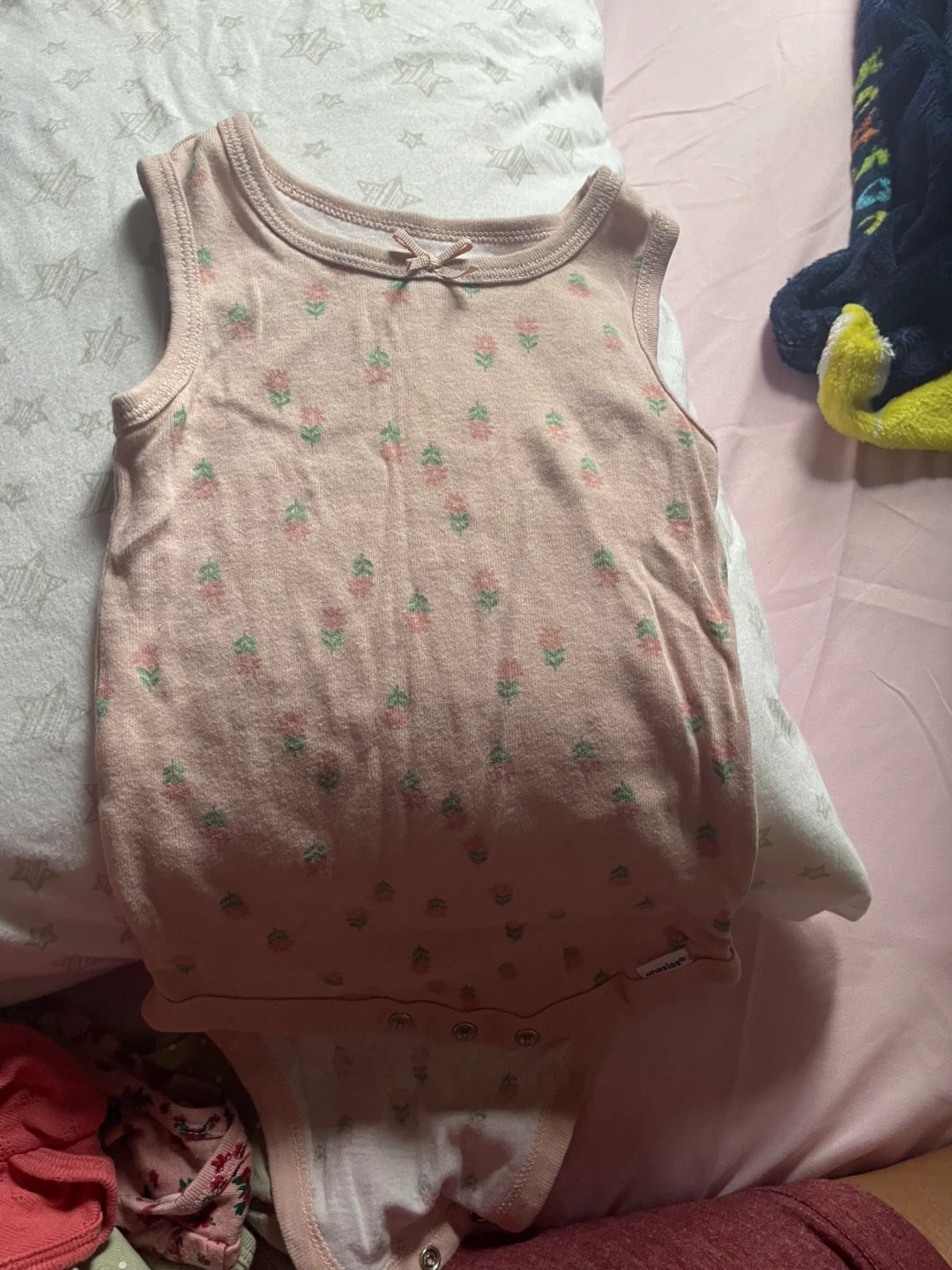 Gerber Baby Girl's Pink Floral Sleeveless Onesie - photo 2