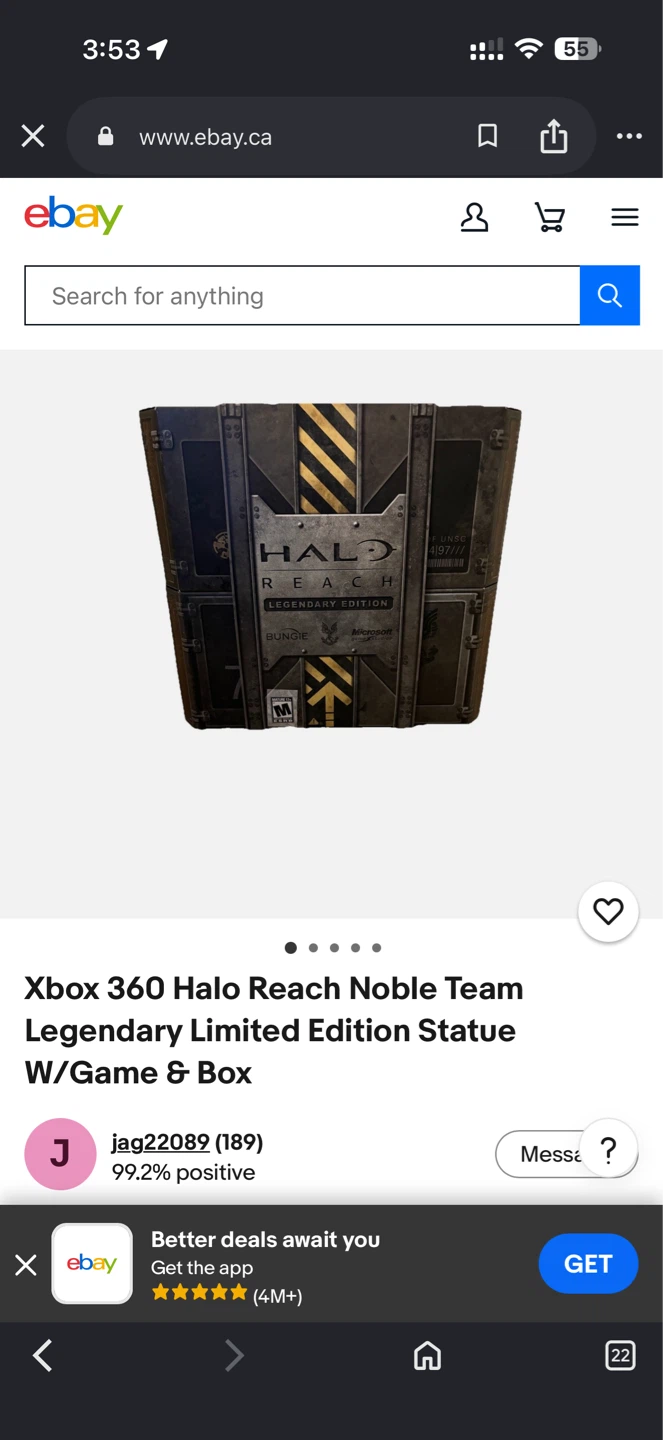 Xbox 360 Halo Reach Legendary Edition Statue W/Game & Box