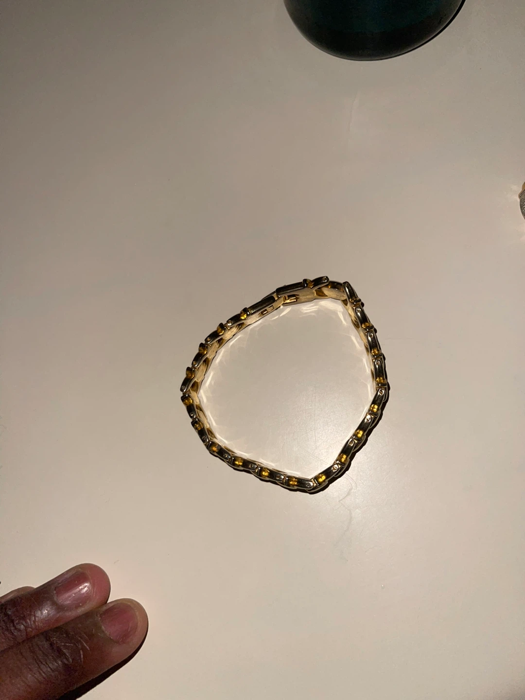 Gold-tone tennis bracelet with crystals - photo 2