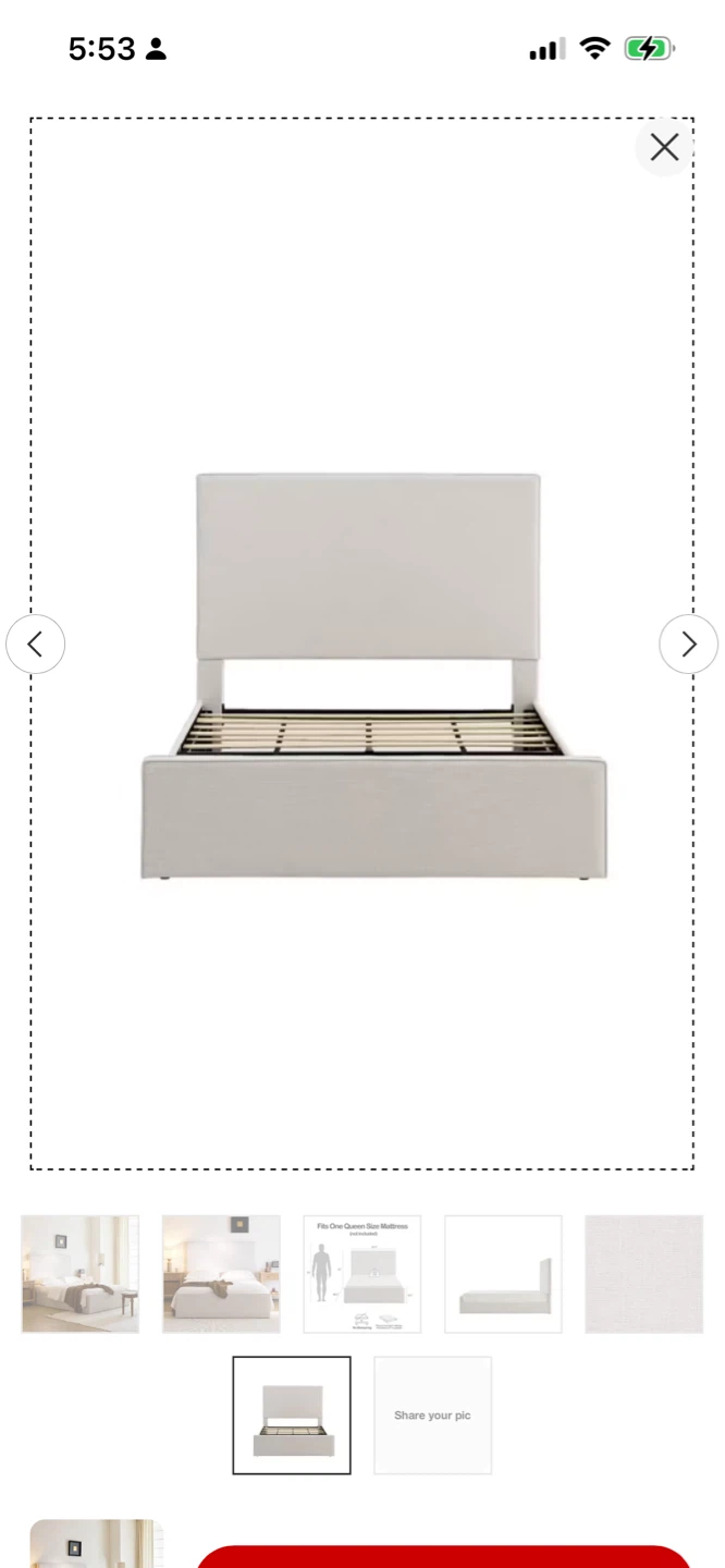 New Queen Size Upholstered Platform Bed Frame - Light Grey - photo 5