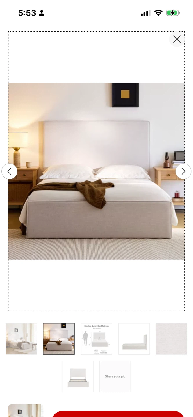 New Queen Size Upholstered Platform Bed Frame - Light Grey