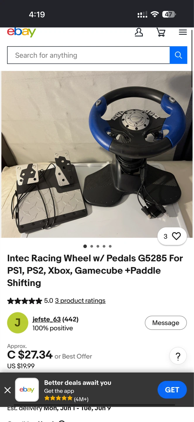 Intec Blue Thunder Racing Wheel w/ Pedals G5285 - photo 3