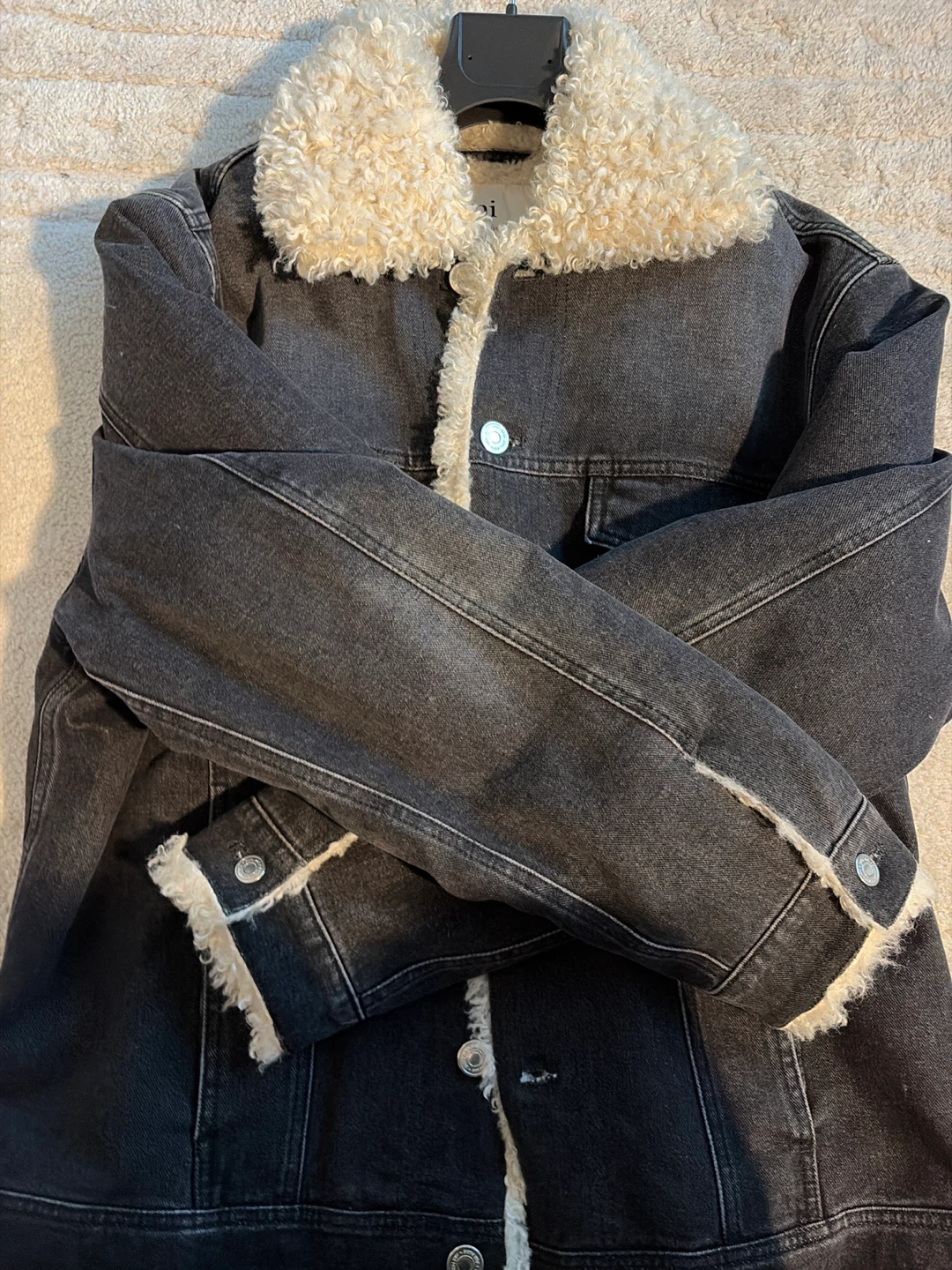 AMI Alexandre Mattiussi Denim Sherpa Lined Trucker Jacket - photo 2