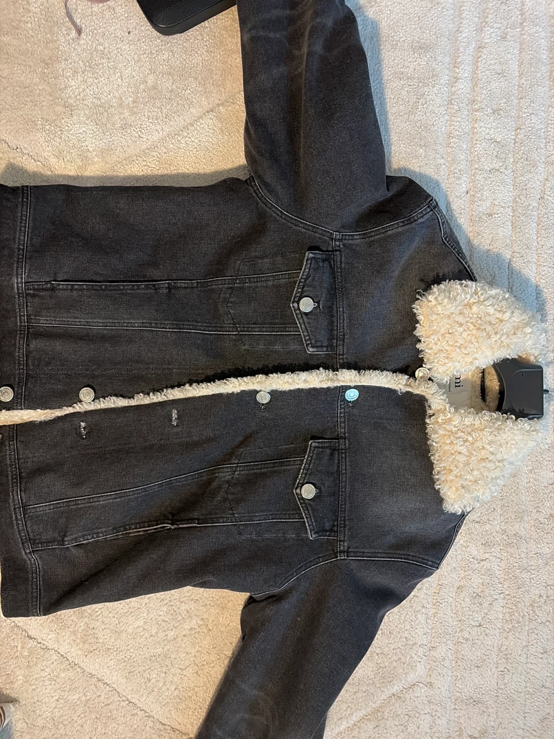 AMI Alexandre Mattiussi Denim Sherpa Lined Trucker Jacket