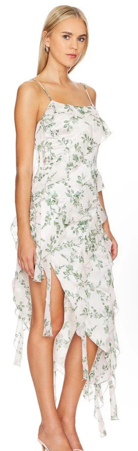 Misa Los Angeles Floral Ruffle Asymmetrical Dress