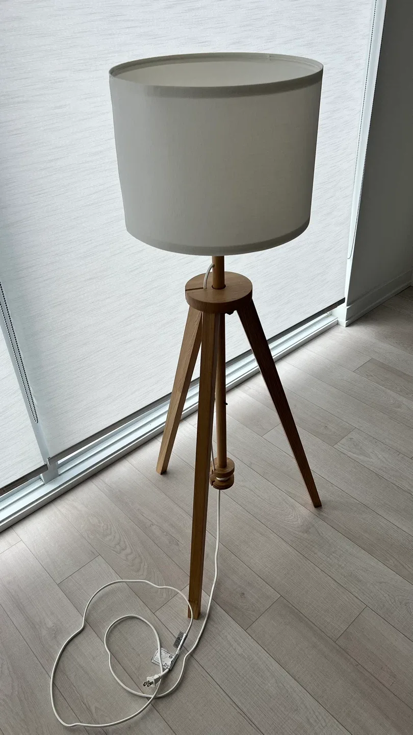 Tripod Floor Lamp with White Drum Shade - photo 2