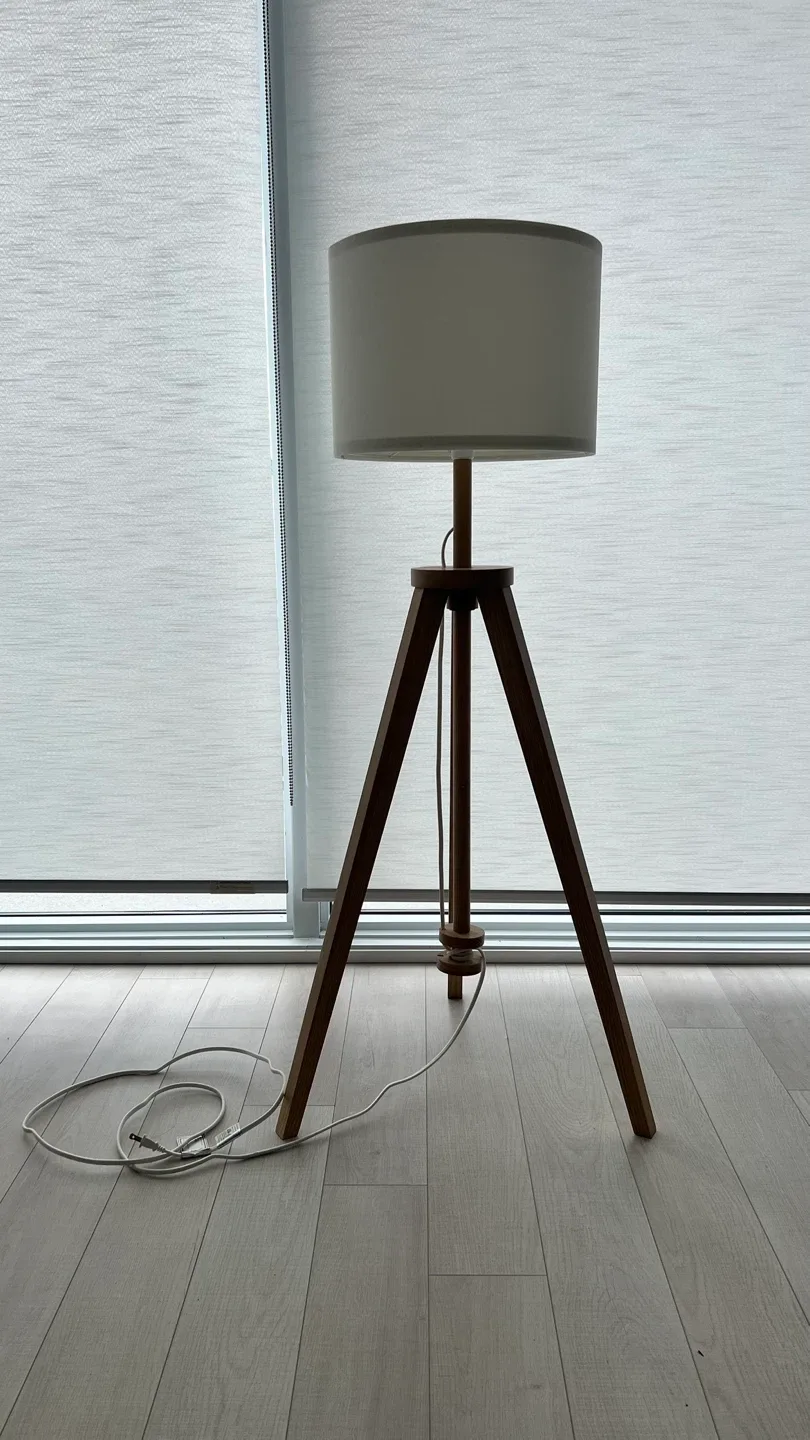 Tripod Floor Lamp with White Drum Shade