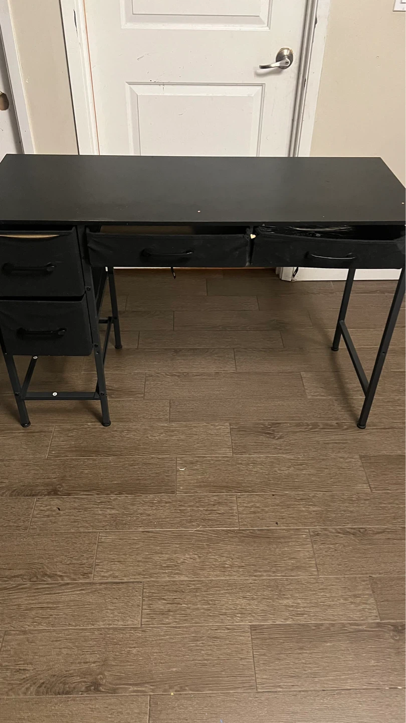 Black Desk with Fabric Drawers $55