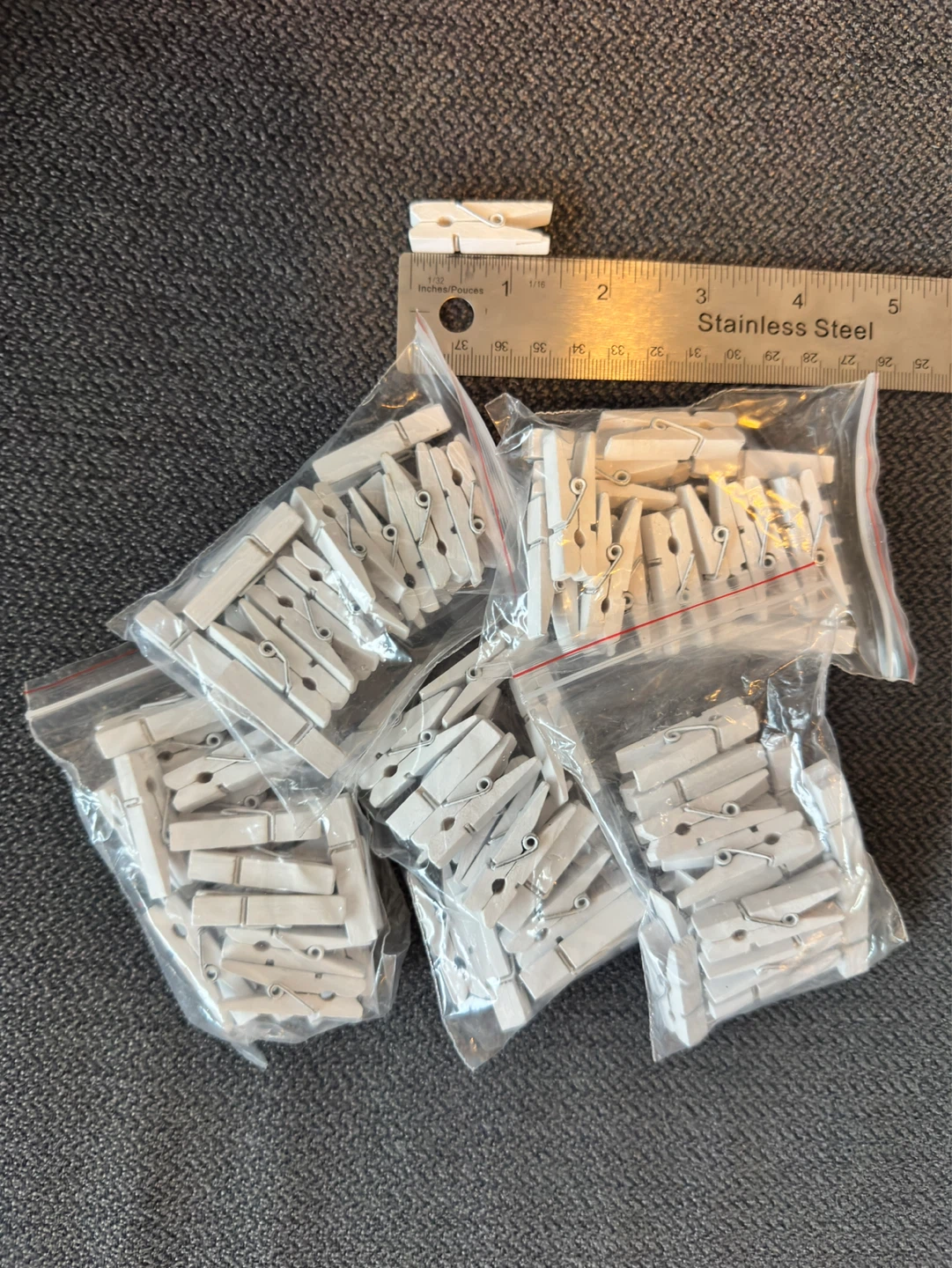 Clothespins Mini White Wooden Craft Clips - 100 total