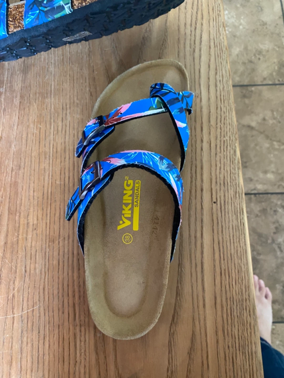 Viking Sandals - Blue Floral Print Size 38 - photo 4