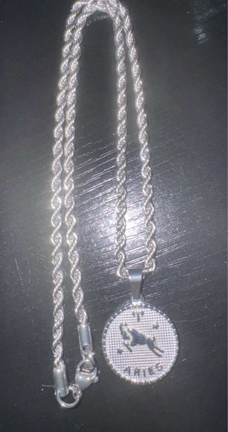 Rope Chain Necklace with Aries Zodiac Pendant