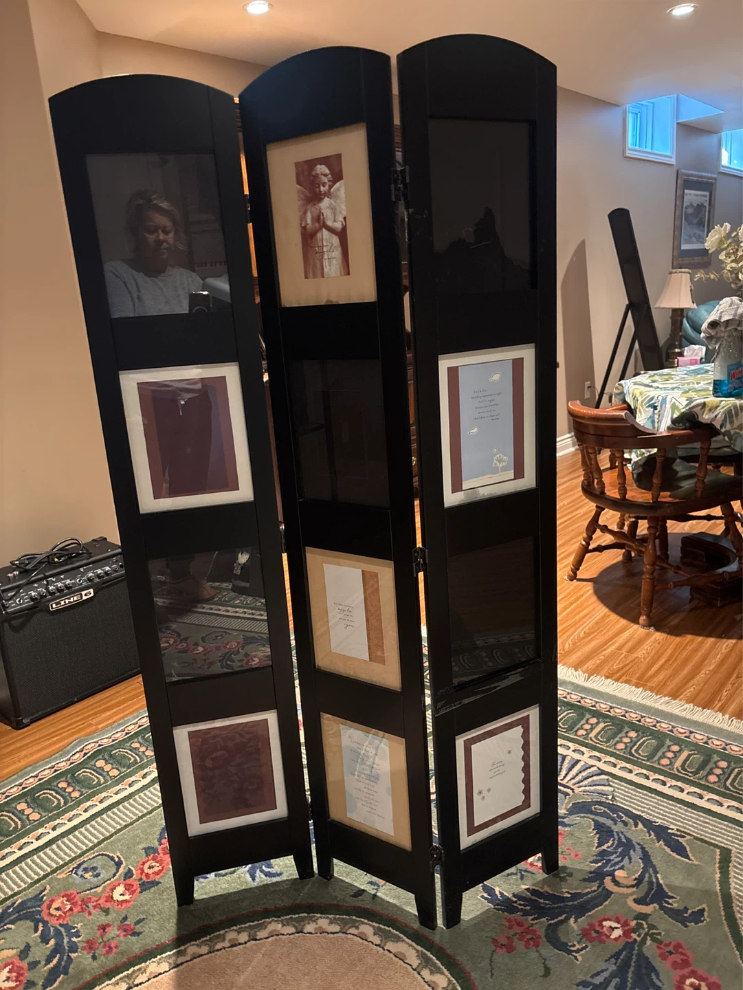 Black 3-Panel Folding Room Divider Screen